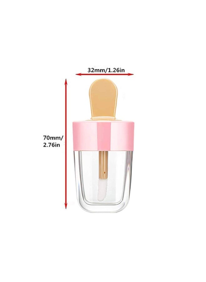 SRLIWHITE 10PCS Pink Ice Cream Plastic Lip Gloss Tubes with Wand, Refillable Empty Lip Balm Containers for DIY Lipstick & Makeup Samples (8ml) - Image 2